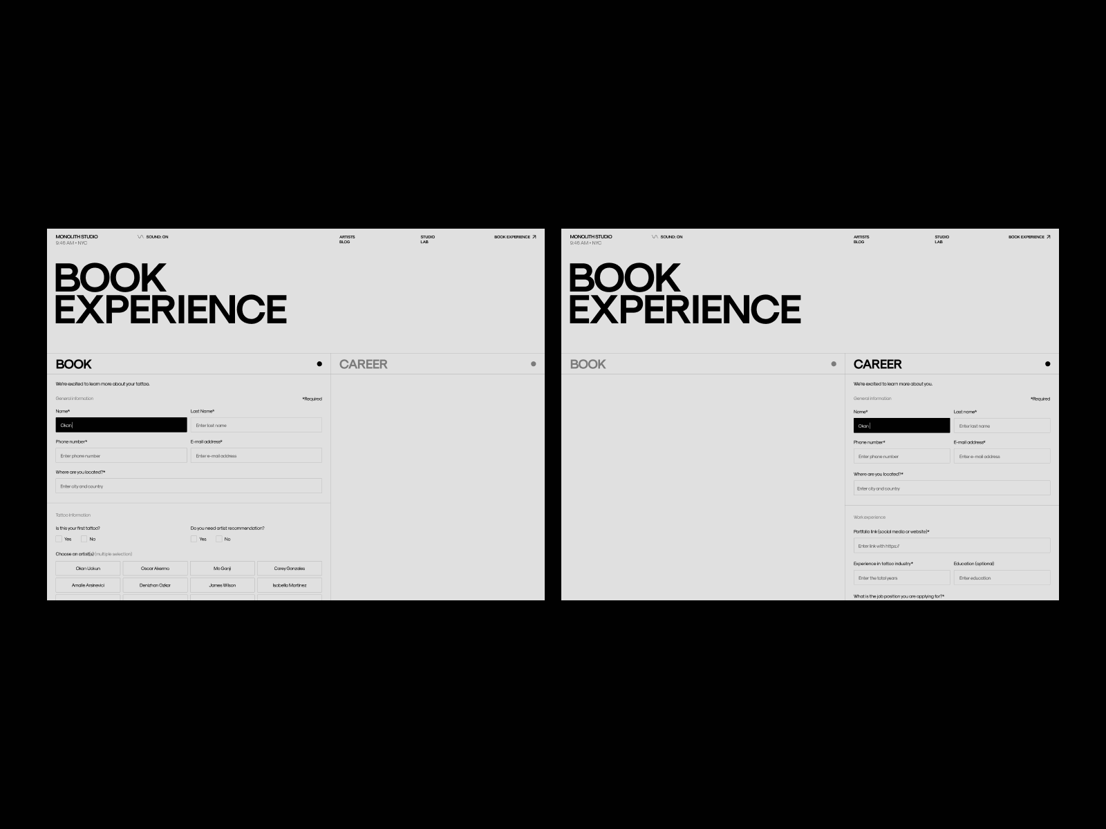 Booking desktop