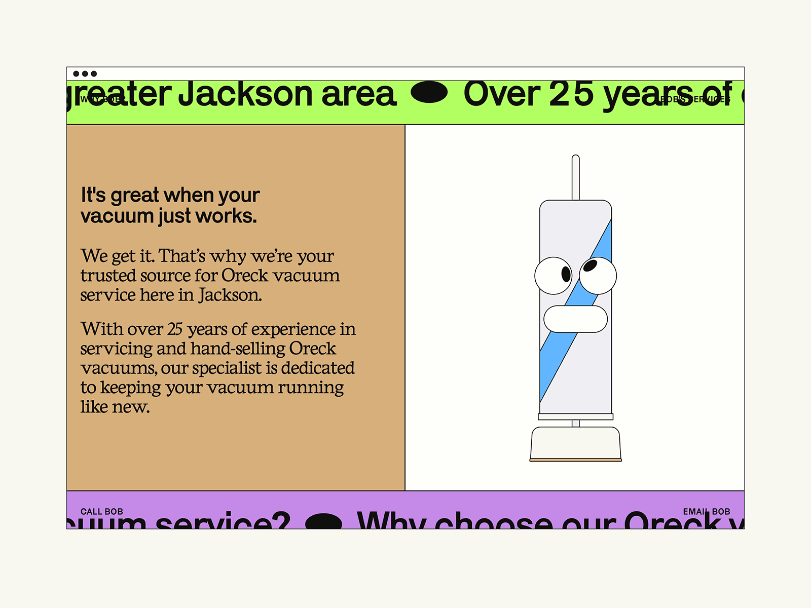 Oreck Vacuum Service and Repair Website by History of Salad hero